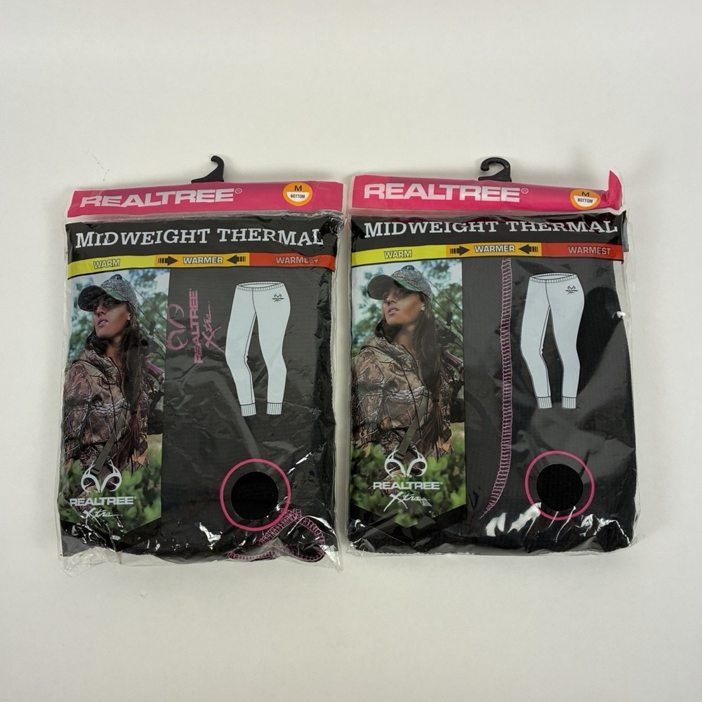 Realtree Midweight Thermal Bottoms Black Women's Medium Winter Outdoor Lot/2